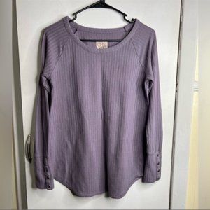 Chaser Purple Thermal Long-Sleeve Waffle Knit Tee